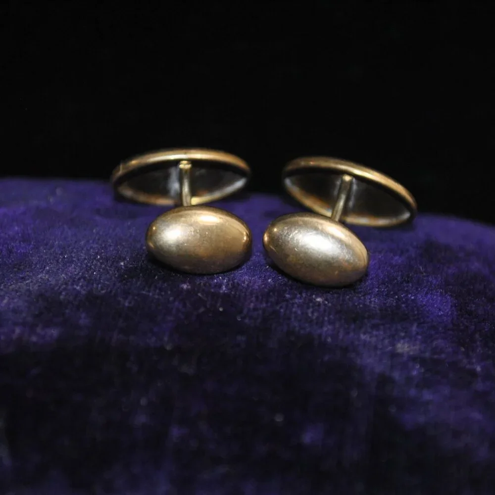 Antique Oval Brass Cufflinks with Paste Glass Stones